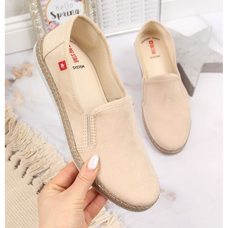 Navlékněte Big Star W JJ276001 béžové espadrilky béžový 1