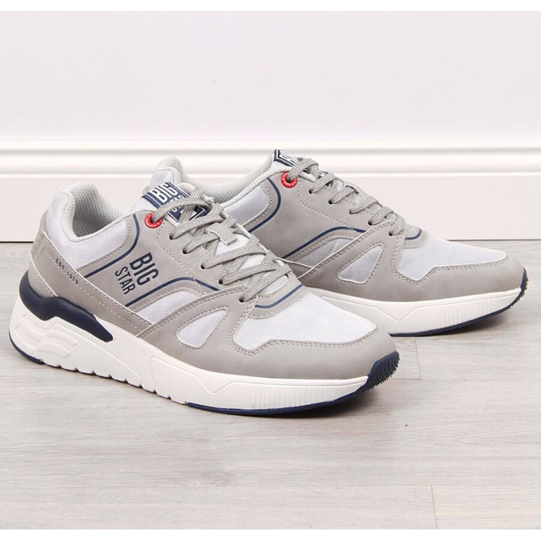 Šedé sportovní boty pro volný čas Big Star M JJ174276 šedá 1