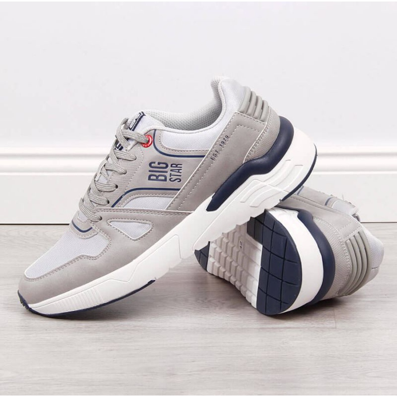 Šedé sportovní boty pro volný čas Big Star M JJ174276 šedá 2