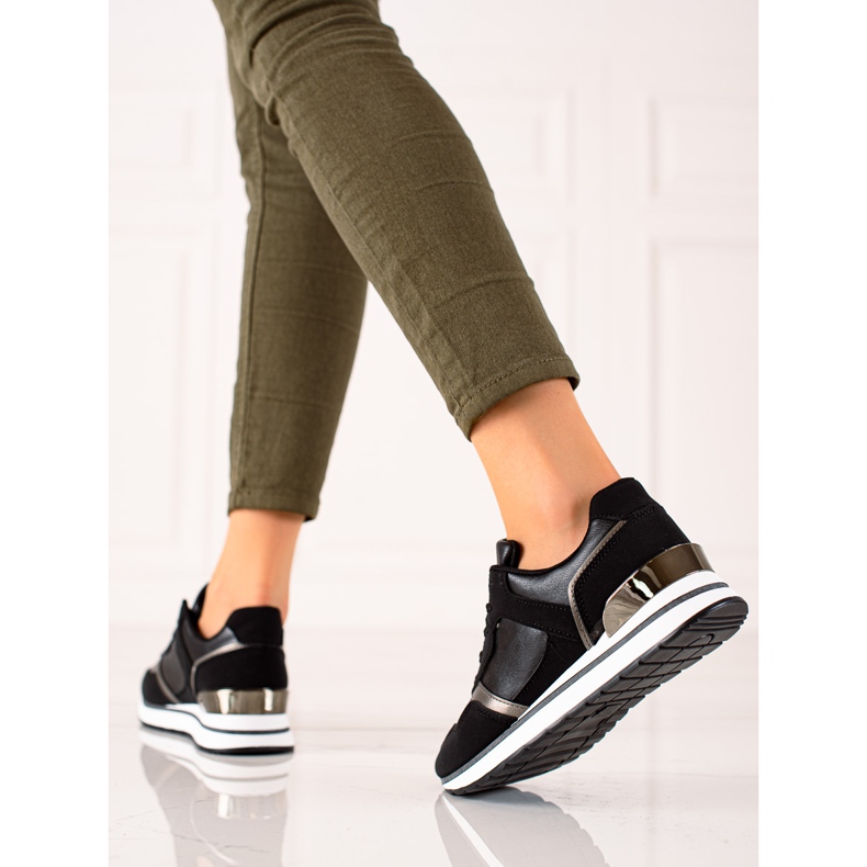 TRENDI Černé tenisky na platformě černá 2