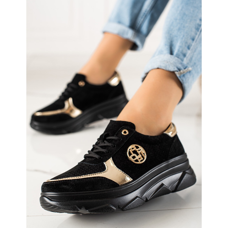 Filippo Kožené Tenisky Na Platformě černý 2