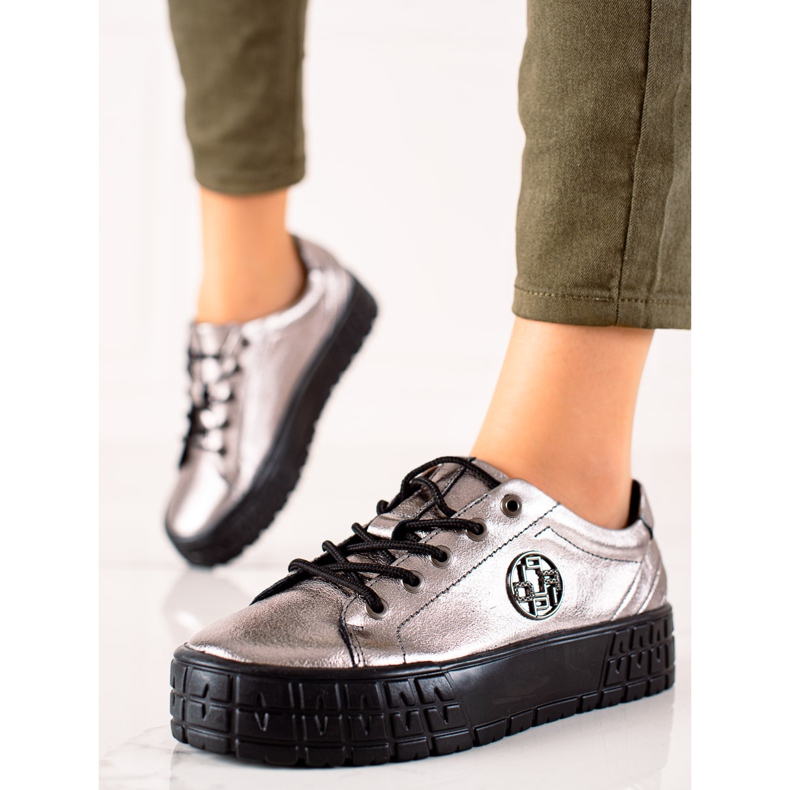 Filippo Kožené Tenisky Na Platformě béžový 2