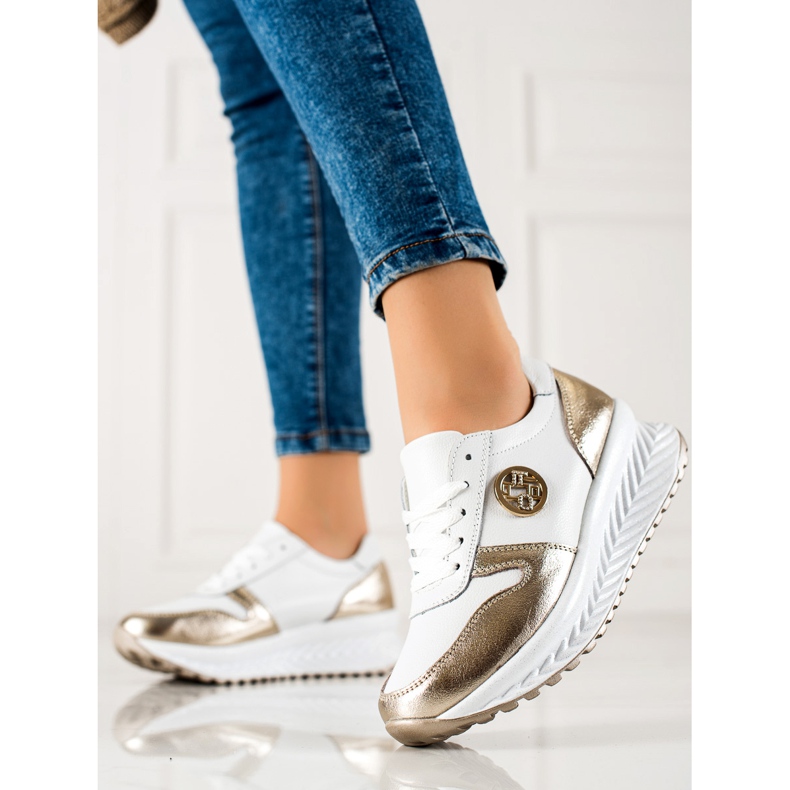 Filippo Klasické kožené tenisky bílý zlatý 1