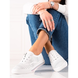 Prolamované kožené tenisky VINCEZA bílý 1
