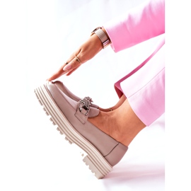 Dámské mokasíny Brogues Leather Dark Beige Laura Messi 2383 béžový 1