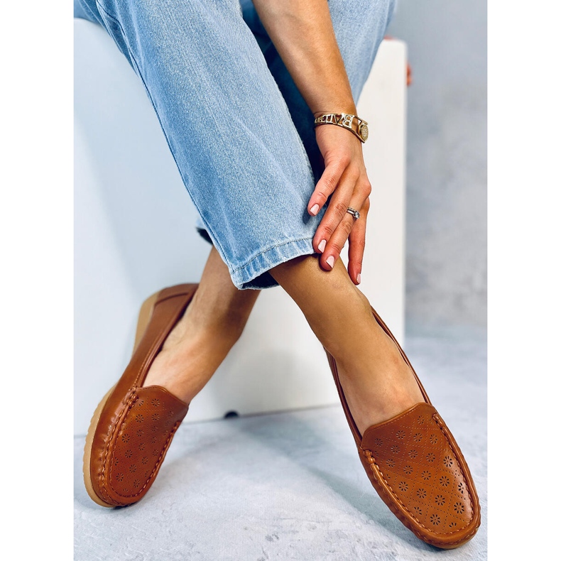 Prolamované dámské mokasíny Cukki Camel hnědý 2