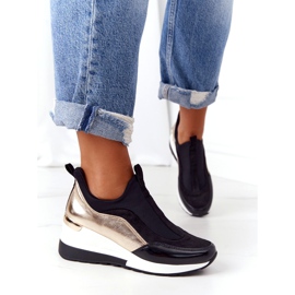 Klínové tenisky Evento 21PB35-4000 černá zlatý 2