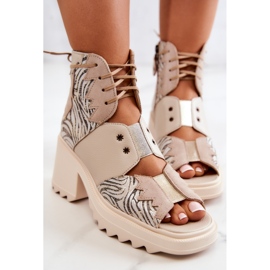 Kožené kozačky na zip Maciejka 05321-04 Béžová béžový 1