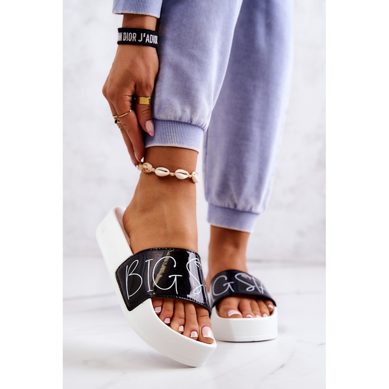 Dámské gumové pantofle Big Star JJ274A276 Bílé a černé bílý černá 1