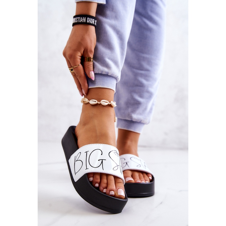 Dámské gumové pantofle Big Star JJ274A275 Černobílé bílý 1