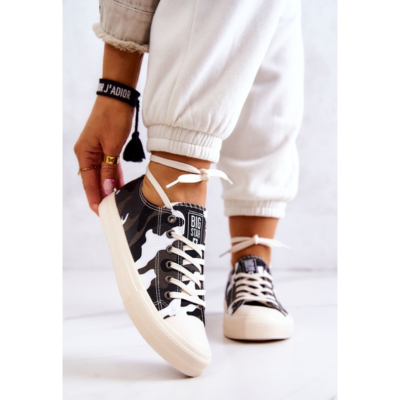 Dámské Materiál Sneakers Camo Big Star JJ274237 Bílo-šedé bílý 1
