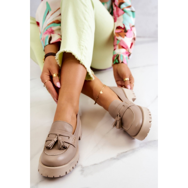 Dámské kožené boty Fringes Maciejka 05497-04 Béžová béžový 1