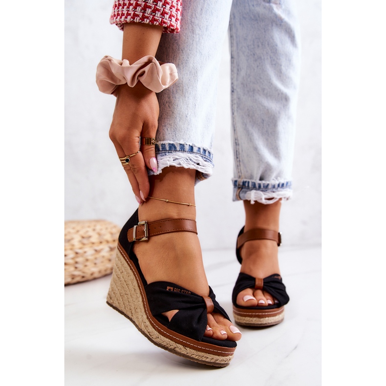 Dámské sandály na klínku Big Star JJ274937 Black černá 2