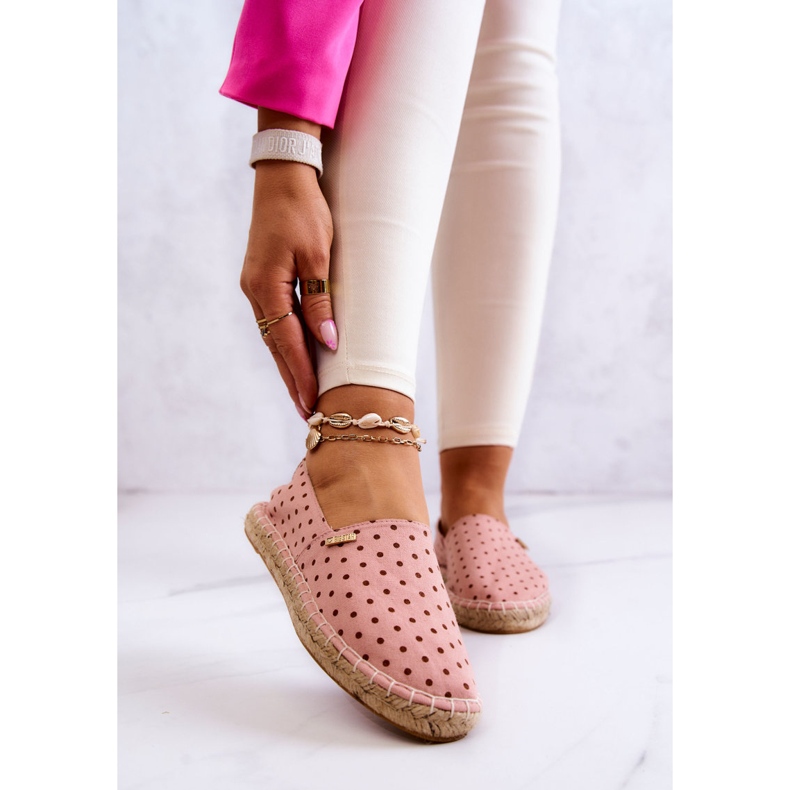 Dámské espadrilky s puntíky Big Star JJ274869 Růžové růžový 1