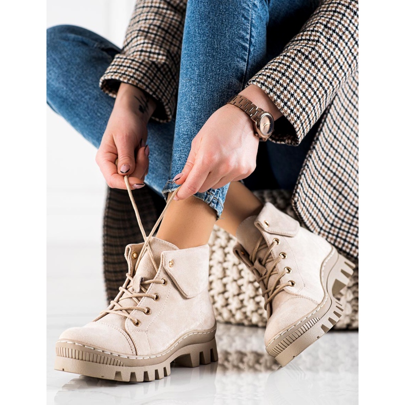 Beżowe trappers od S. Barski béžový 1 Beżowe trappers od S. Barski béžový 1