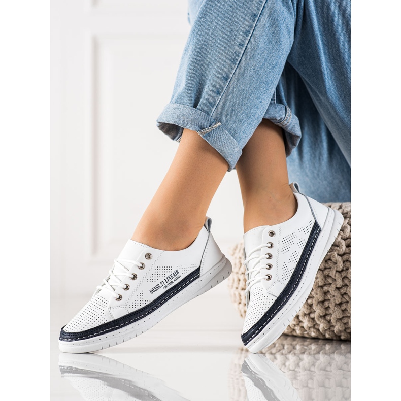 Evento Bílé kožené tenisky bílý 1