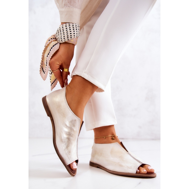 Kožené boty se zipem Nicole 2718/004 White and Gold bílý 2