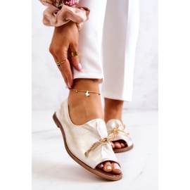 Kožené Dámské Baleríny Nicole 2660/004 Bílo-zlatá bílý 1