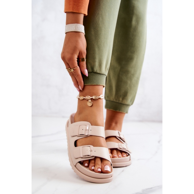 S.Barski Gumové pantofle se sponou Béžová Corina béžový 2