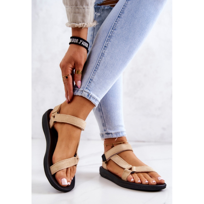 PM1 Dámské semišové sportovní sandály Béžová Harris béžový 2