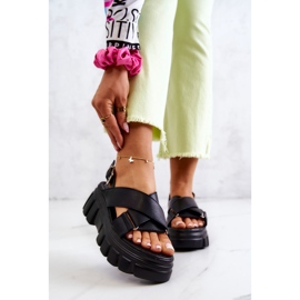 PE1 Kožené Sandály Na Černé Betti Platformě černý 1