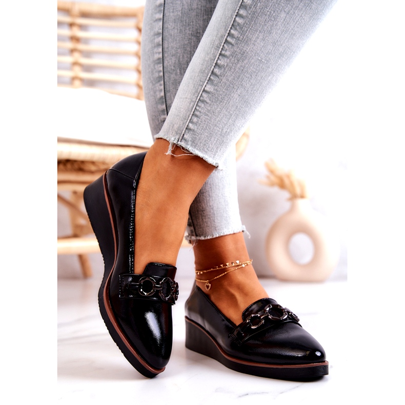 Vinceza Lakované boty na klínku Black Melodies černá 3