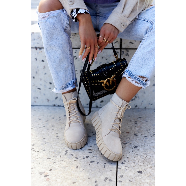 Lewski Shoes Semišové boty na platformě Lewski Boty 3177 Světle béžová béžový 1