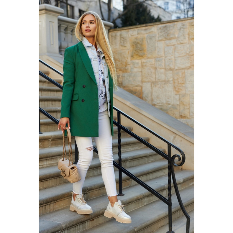 Boty na masivní podrážce Nicole 2701/004 bílá a zlatá béžový bílý zlatý 1