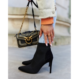 S.Barski Dámské Kozačky S Ponožkou Na Vysokém Podpatku Černé Včera Večer černá 2