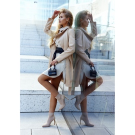 S.Barski Dámské Kotníkové boty s ponožkou na vysokém podpatku Beige Last Night béžový 2