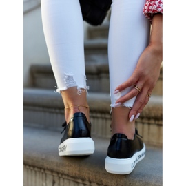 S.Barski Dámské kožené tenisky s černým zdobením Carrey černá 2