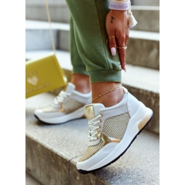 Vinceza Módní sportovní obuv Dámské tenisky bílé a zlaté Danielle bílý 2