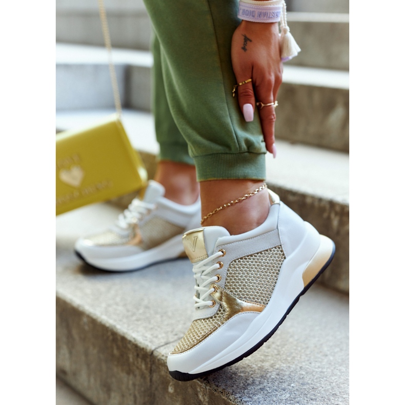 Vinceza Módní sportovní obuv Dámské tenisky bílé a zlaté Danielle bílý 2