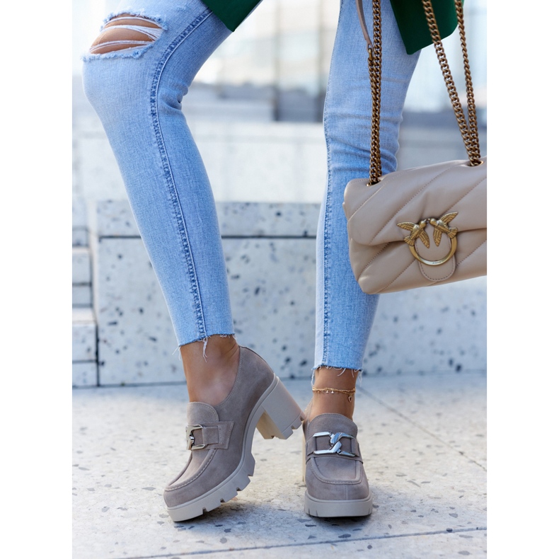 Lemar Elegantní boty na sloupu s béžovým zdobením Harmell 1