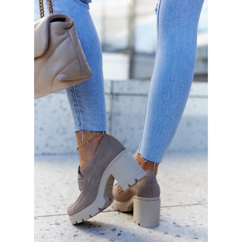 Lemar Elegantní boty na sloupu s béžovým zdobením Harmell 2