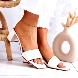 FJ1 Kožené Pantofle Na Podpatku Bílé Netty bílý 2