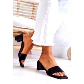 FJ1 Kožené černé Netty Sandály Na Podpatku černá 3