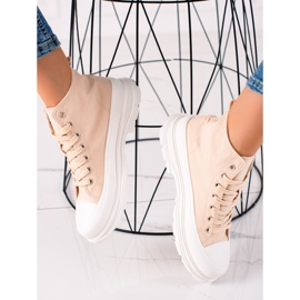 TRENDI Pohodlné tenisky na platformě béžový 1