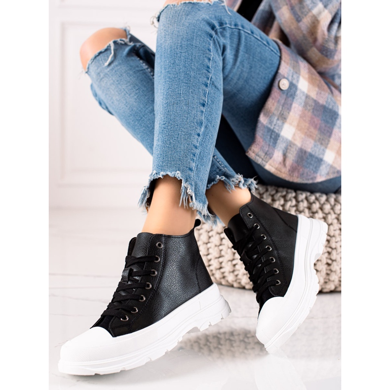 Forever Folie Módní vysoké tenisky černá 1