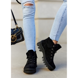 S.Barski Semišové boty vázané Black Dalles černá 2