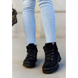 S.Barski Semišové boty vázané Black Dalles černý 1