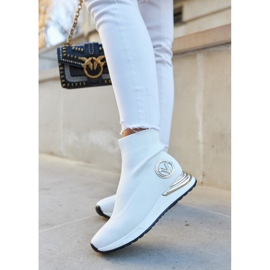 Vinceza Dámské sportovní ponožky White Runaway bílý zlatý 2