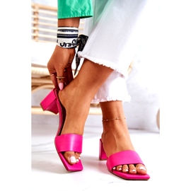 FJ1 Kožené Pantofle Na Podpatku Růžové Netty růžový 3