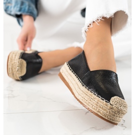 Clowse Třpytivé černé espadrilky černá 1