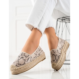 Bestelle Espadrilky Na Platformě Snake Print béžový 1