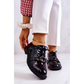 S.Barski Lakované boty vázané ornamentem Black Larosa černý 1