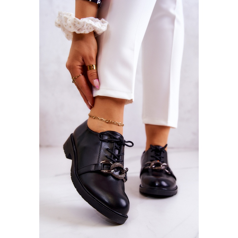 S.Barski Kožené boty převázané černým ornamentem larosa černá 1