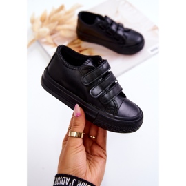 Dětské kožené tenisky Tenisky na suchý zip Black Foster černý 1