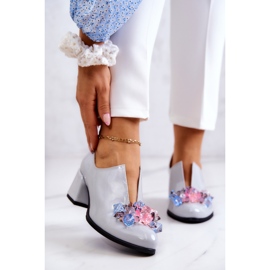 PA2 Lakované kožené hladké boty s šedým zdobením Delaver šedá 1