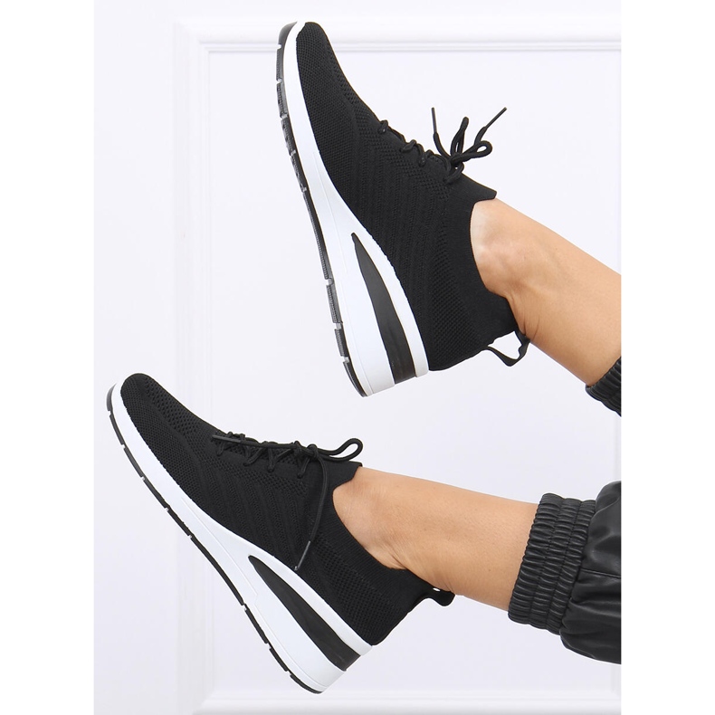 Ponožkové boty na klínku Binita Black černá 1